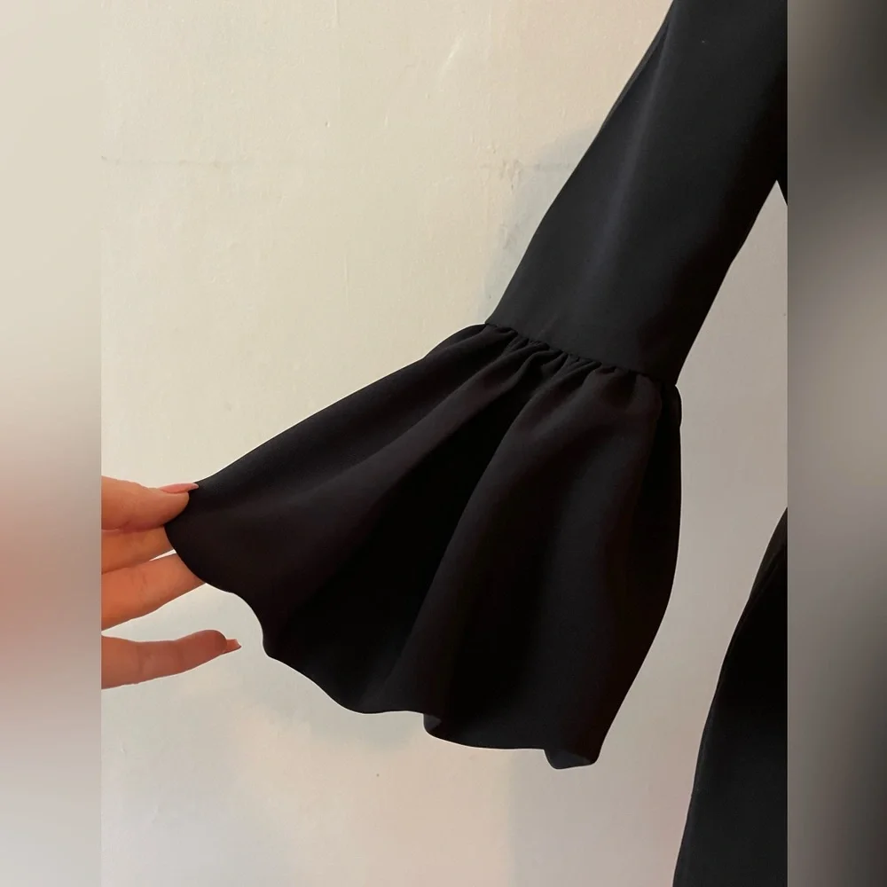 Maggy London, Black Dress w/ Puff wrist sleeves, Size 8, like new - Picture 3 of 8